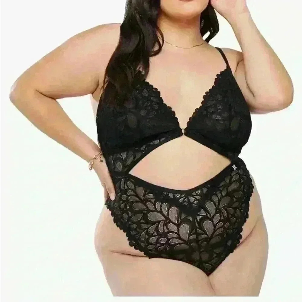 NWT Savage x Fenty Sorry Not Sorry Lace Body Suit in Black SIZE 3X
